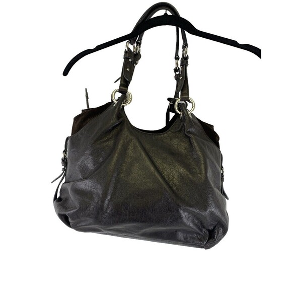 Tosca Blu Brown Leather Purse Double Handle Shoulder Handbag Suede Zip - Picture 6 of 16